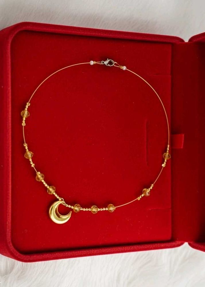 Golden Moon Charm Necklace