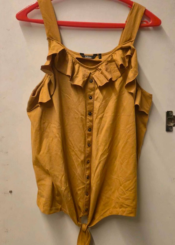 Mustard Ruffle Detail Top