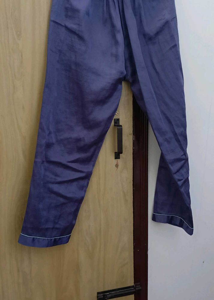 Blue Satin Pajama Pants