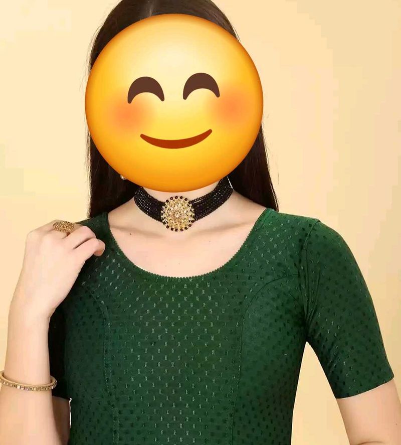 Green Readymade Saree Blouse with Earing