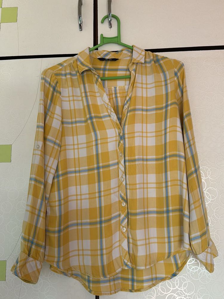 Checkered Yellow Shirt For Women