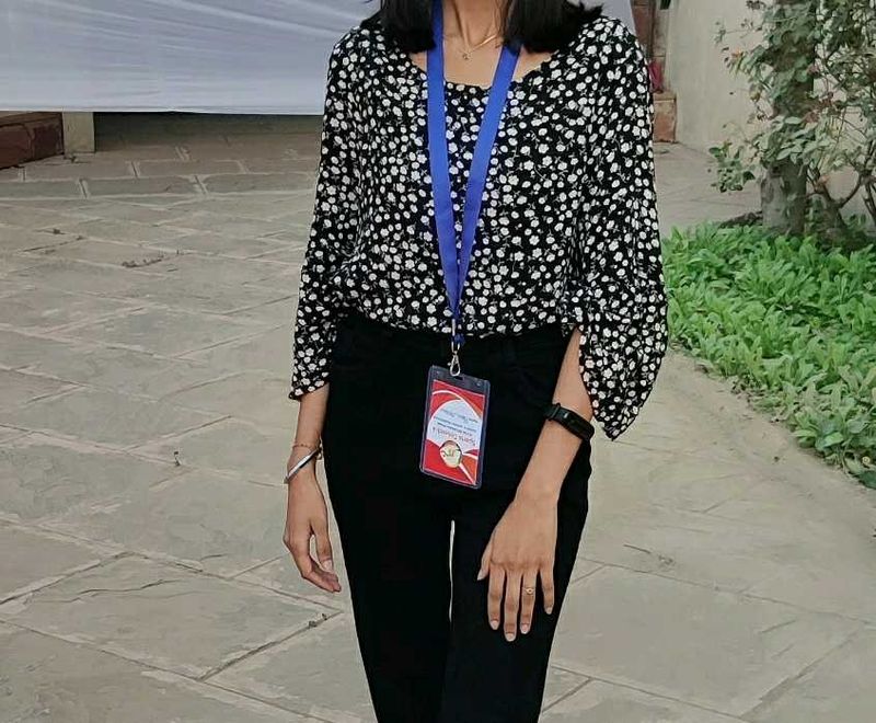 Floral Print Black Top