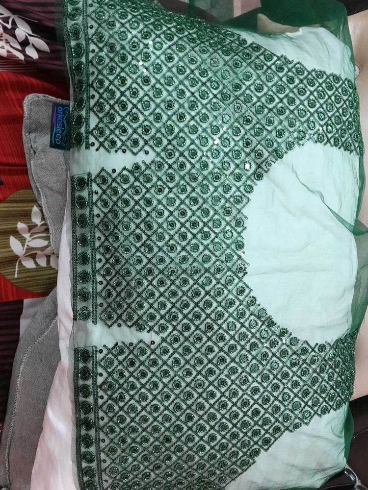 Elegant Green Embellished Fabric