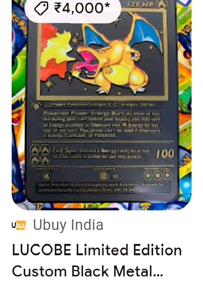 LUCOBE Charizard Black Metal Pokemon Card