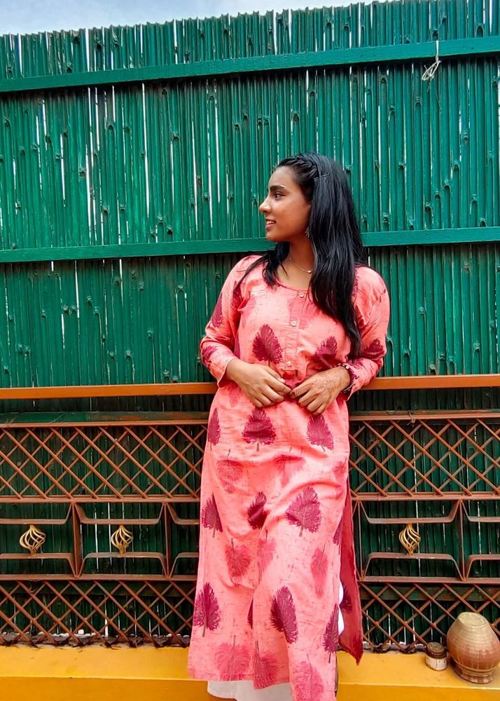 Peach Printed Kurta