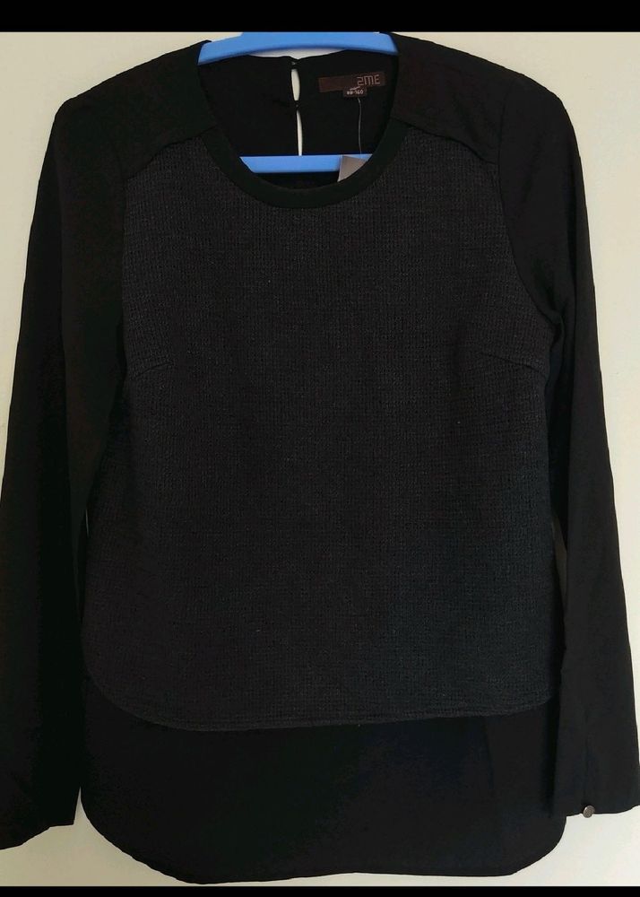 Elegant Black Long Sleeve Top - 36 Size