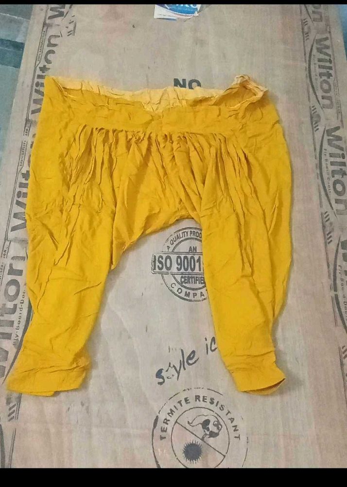 Yellow Ethnic Bottom women shalwar lilen