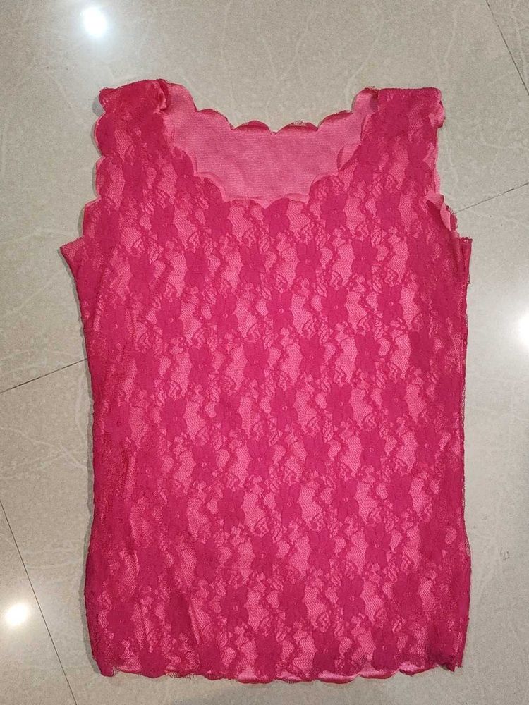 Pink Lace Tank Top