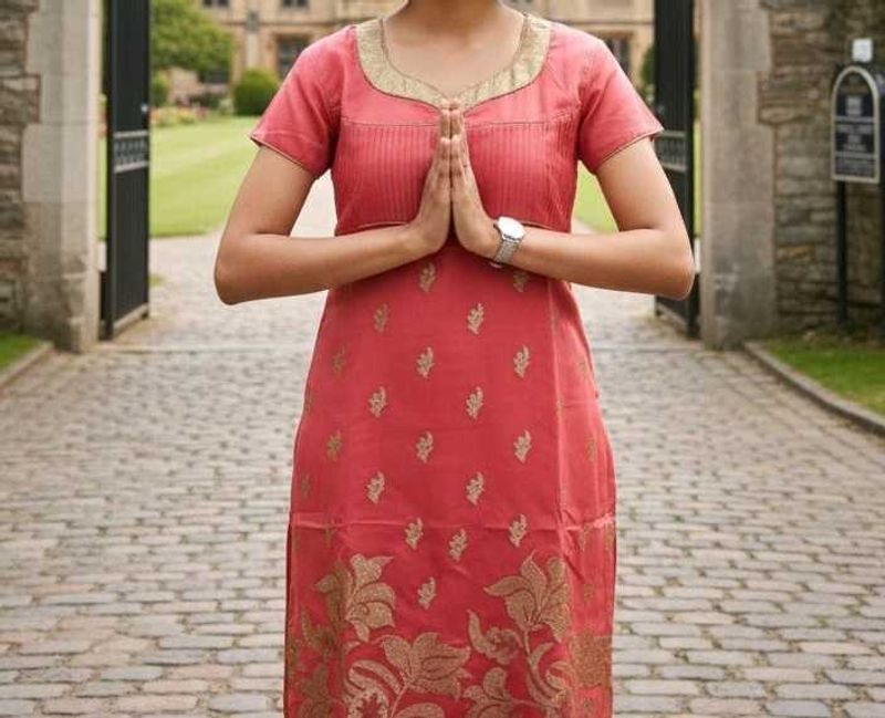 Elegant Red &amp; Gold Kurta