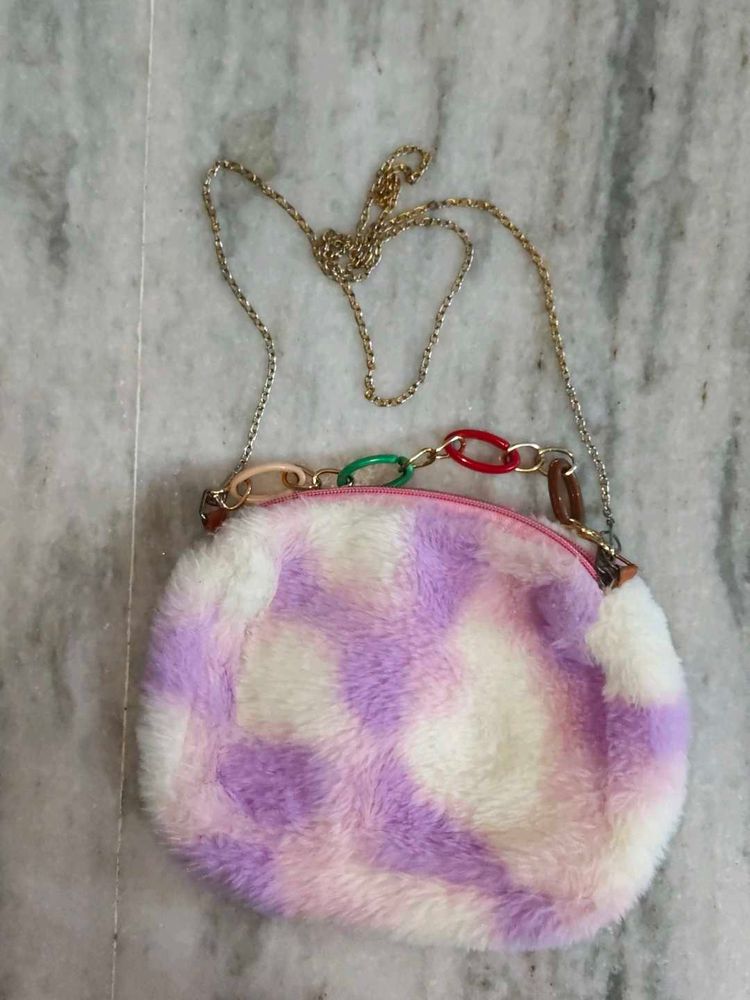 Fuzzy Chain Crossbody Bag