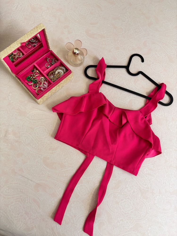 🎀Pink Ruffled Corset Top - Size Small 🎀