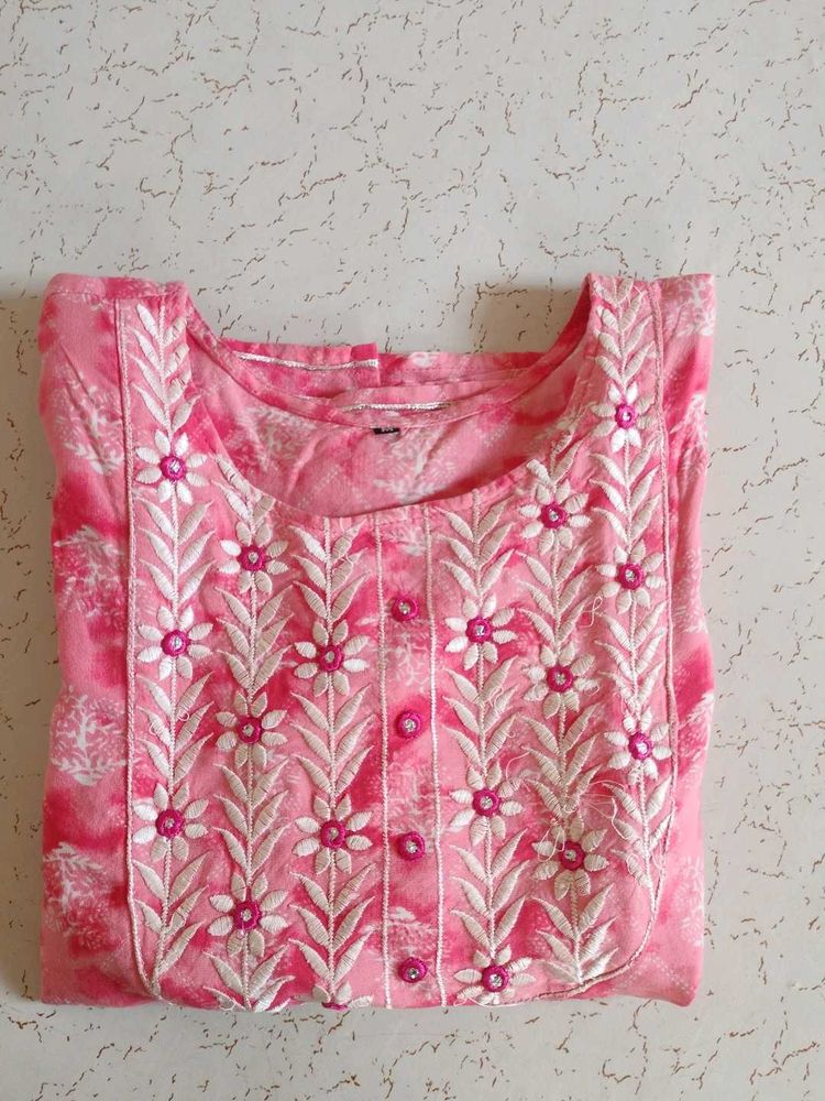 Pink Embroidered Kurta - Good condition