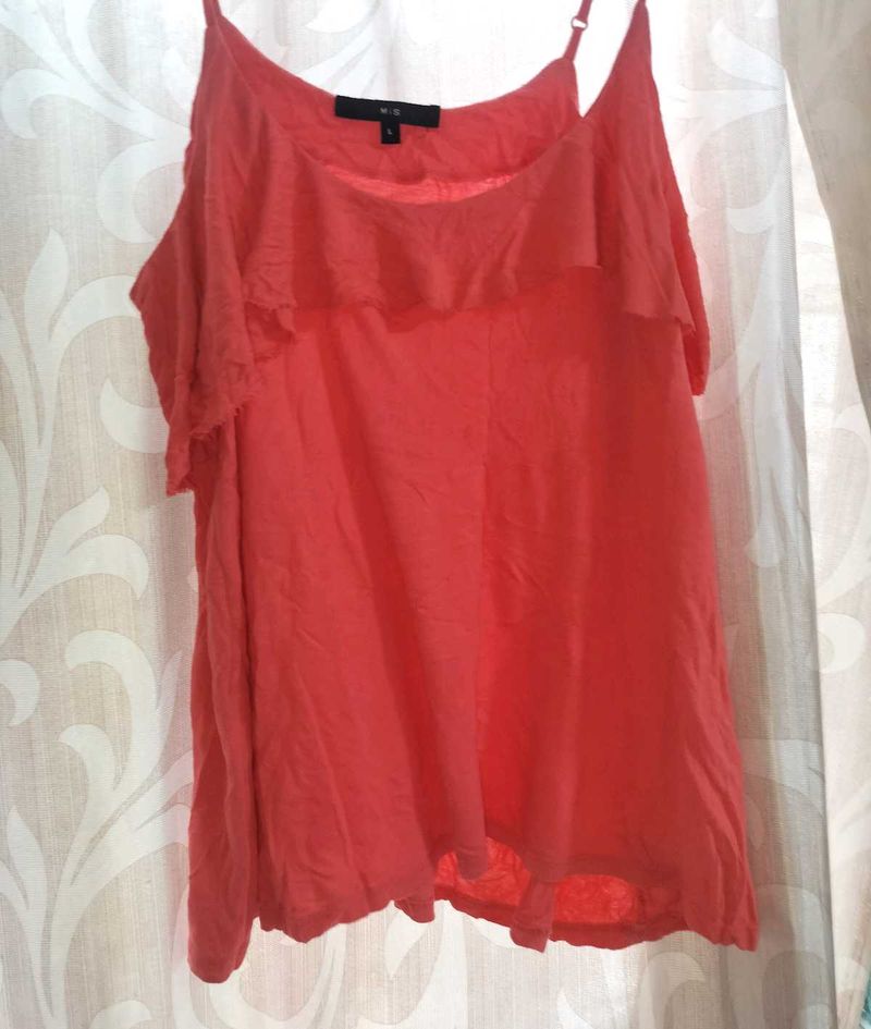 Coral Ruffle Tank Top