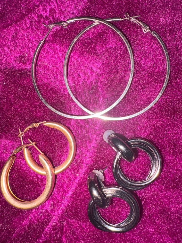 Combo Hoop Earrings Set Of 3