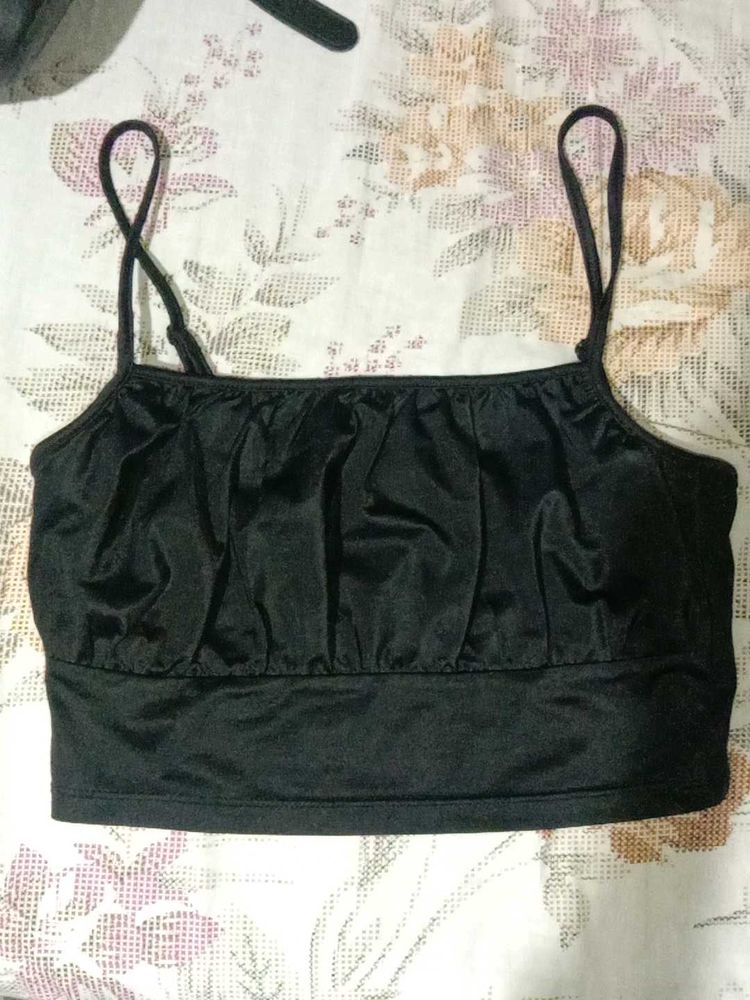 Black Spaghetti Strap Crop Top