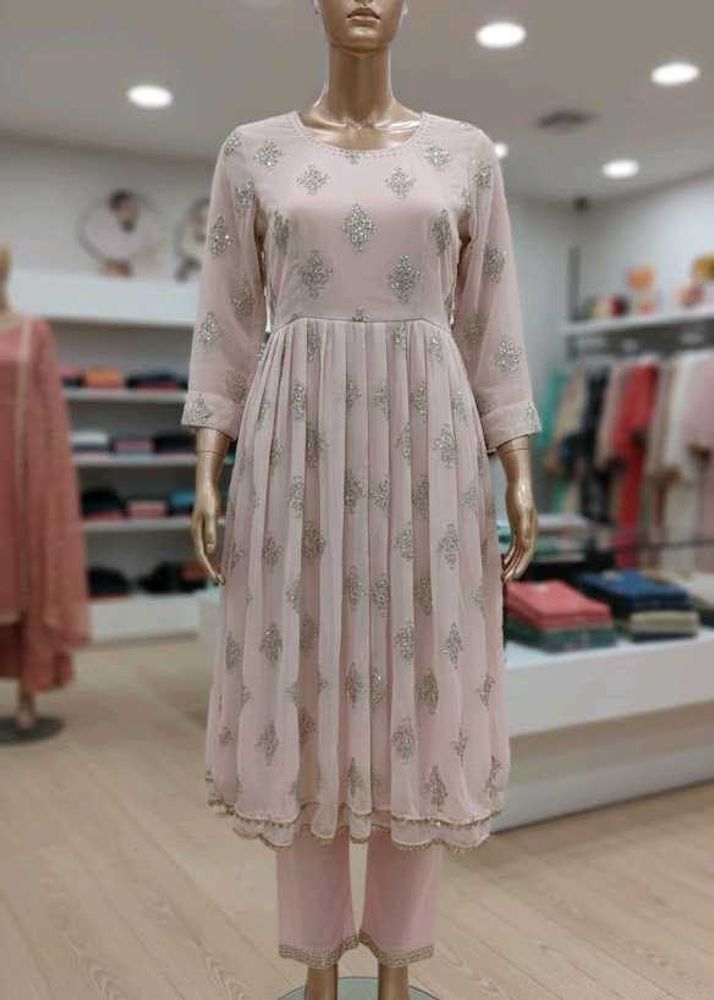 Elegant Pink Embroidered Anarkali Suit