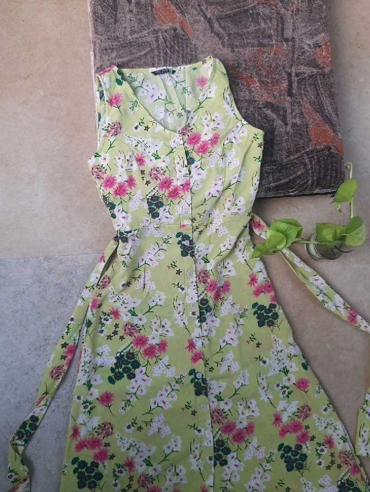 Tokyo Talkies Floral Midi Women Green A-line Dress
