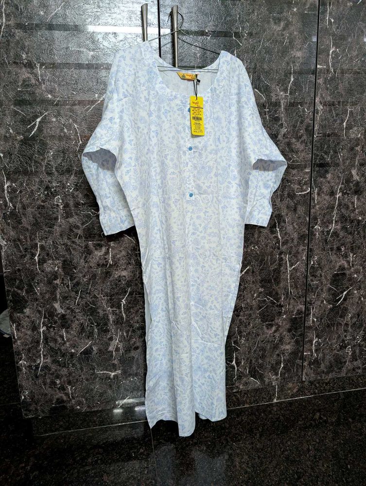 Women&#39;s Cotton Kurti– Light Blue Floral Print