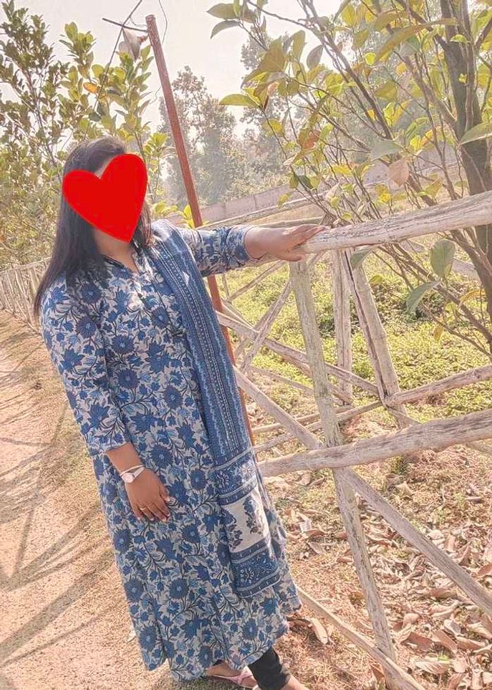 Blue Floral Print Kurti Dress🎊🥳 Sale