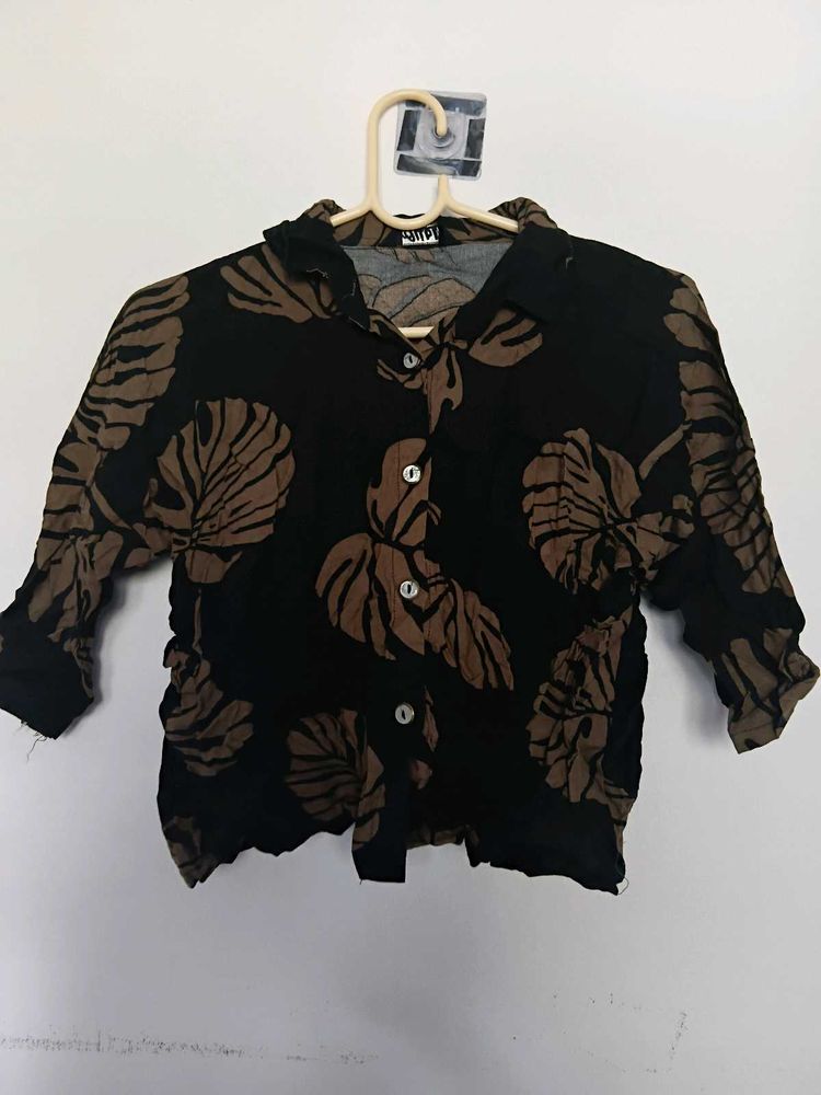 Brown &amp; Black Leaf Shirt