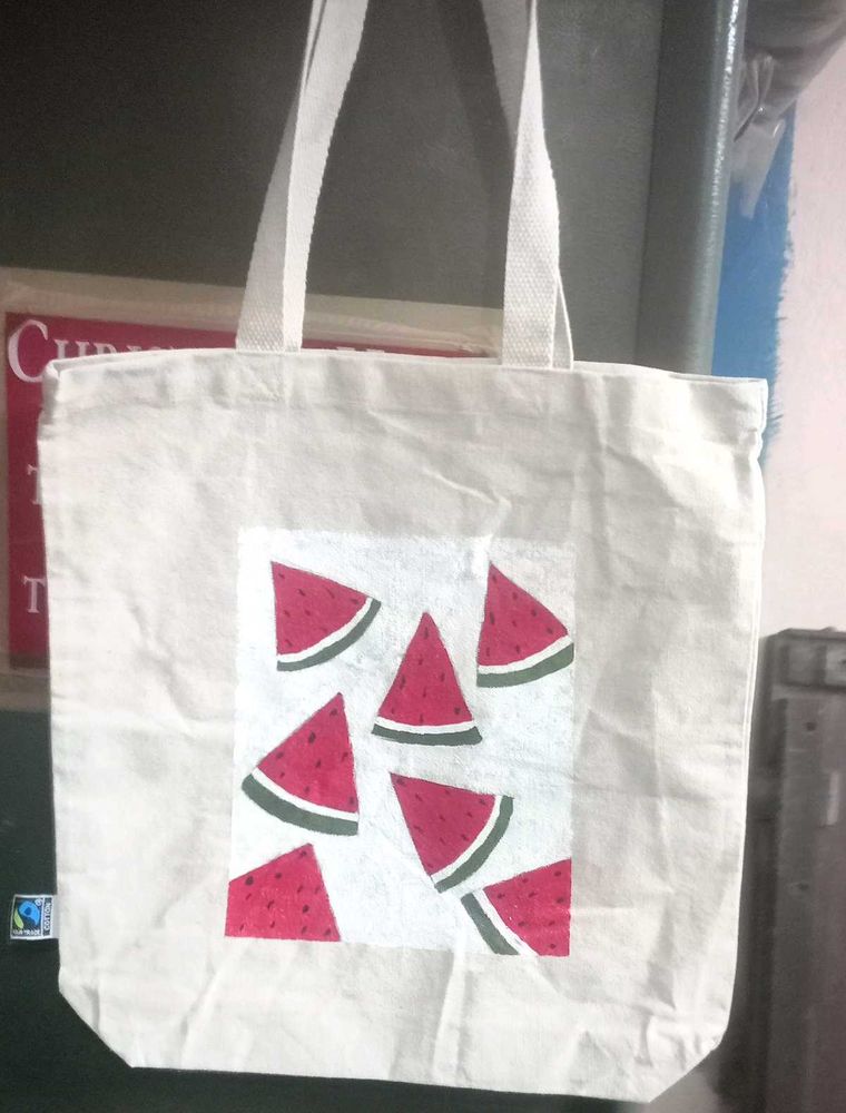 Hand-painted tote bag