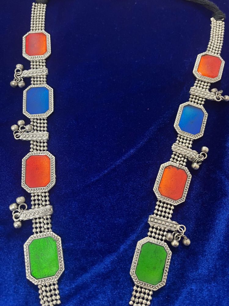 Colorful Silver Boho Necklace