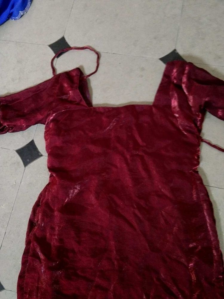 Elegant Maroon Velvet Dress