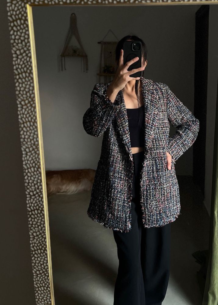 HANCY MULTICOLOURED TWEED OVERSIZED BLAZER