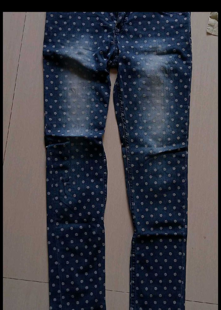 Polka Dot Denim Jeans