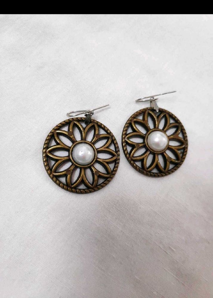 Elegant Pearl Accent Drop Earrings