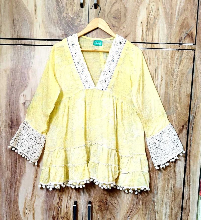 Light Yellow Cotton Top Size-36-38