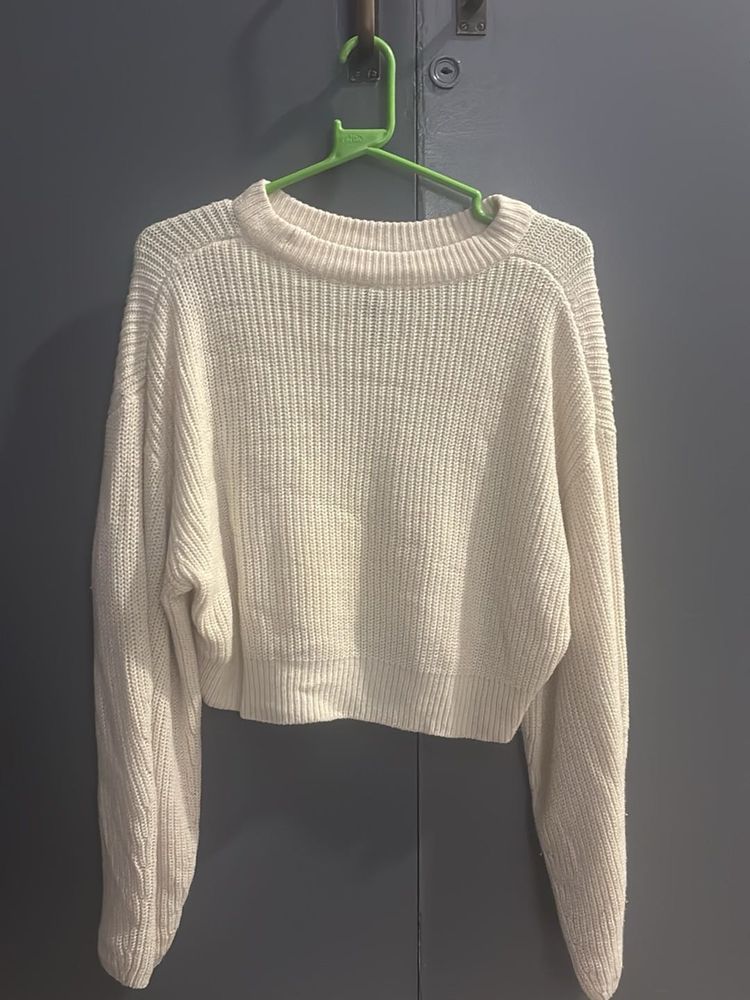 Cream Knit Cropped Sweater