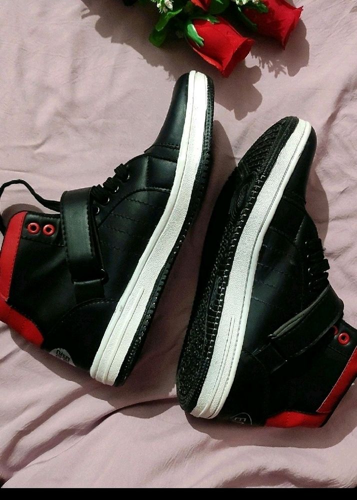 Black &amp; Red High-Top Sneakers