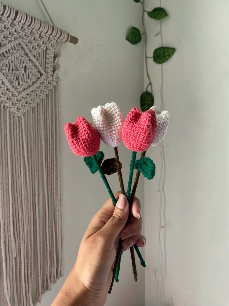 Crochet Tulip Flowers 🌷✨ 100rs For One Flower