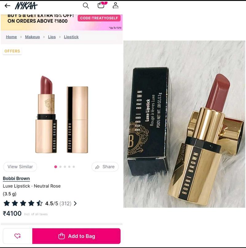 Bobbi brown luxe Neutral Rose lisptick