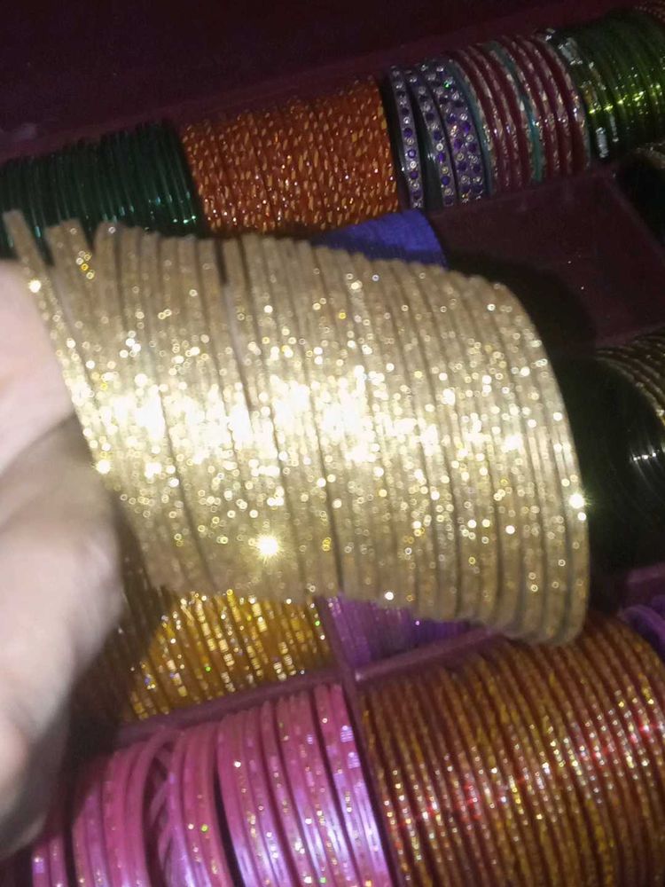 Set of Gold Glitter Bangles