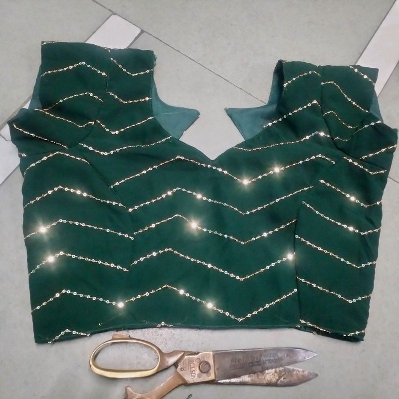 Full Sequence Bottle Green Blouse