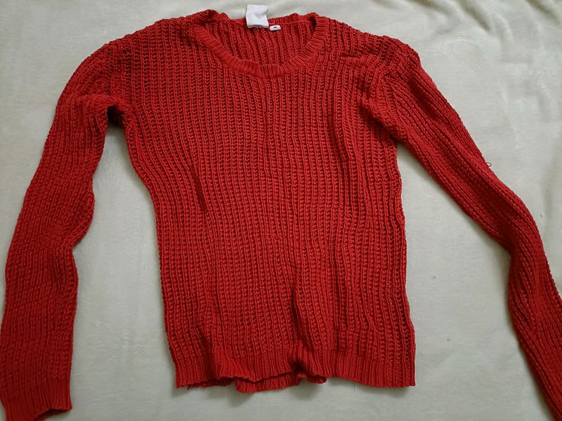 Beautiful Red Crochet Top ..Full Sleeves And Free