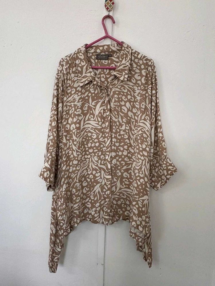 Animal Print Button-Down Top