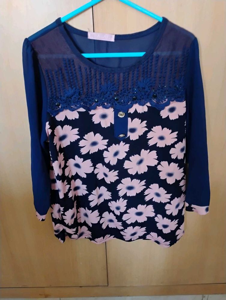 Blue Western Top