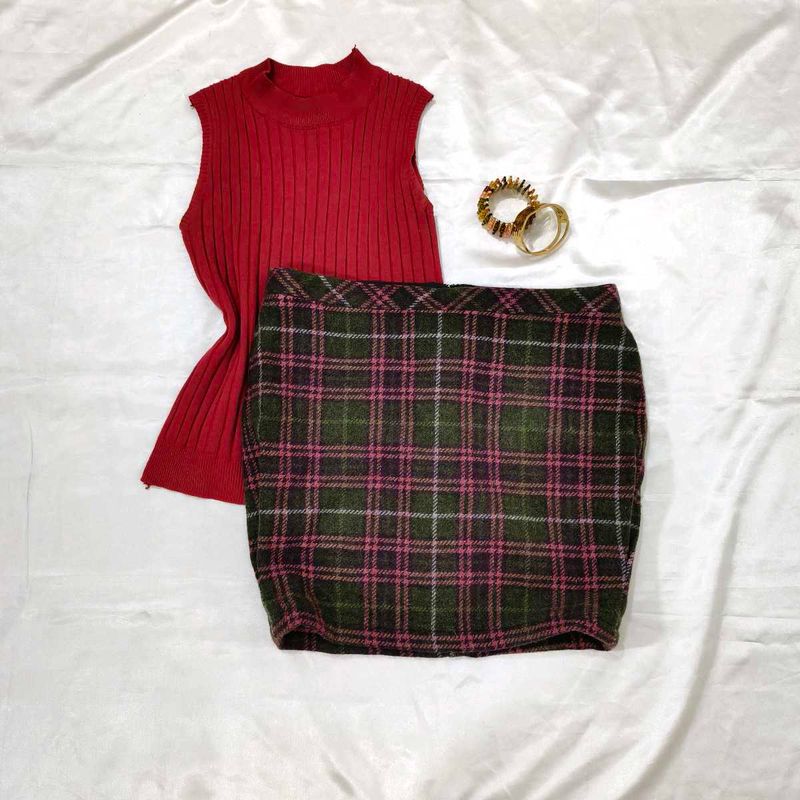 Checked/Plaid Mini Skirt✨
