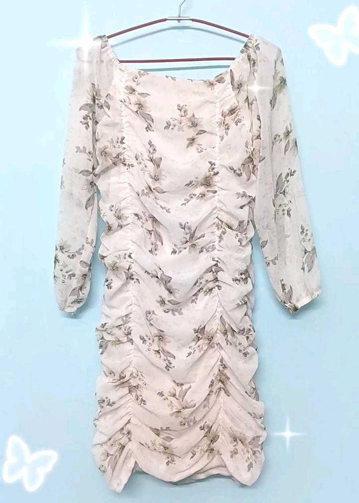 Floral Ruched Bodycon Mini Dress