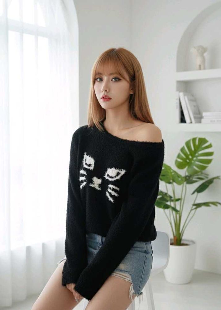 Cute Cat Wool Top