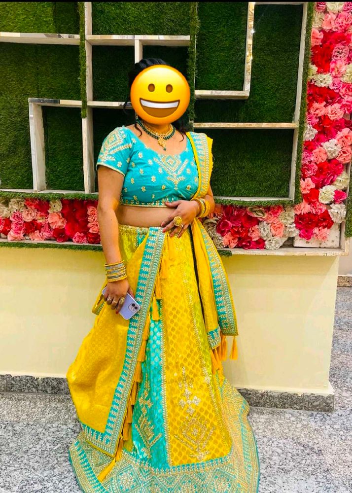 Turquoise &amp; Yellow Lehenga Choli