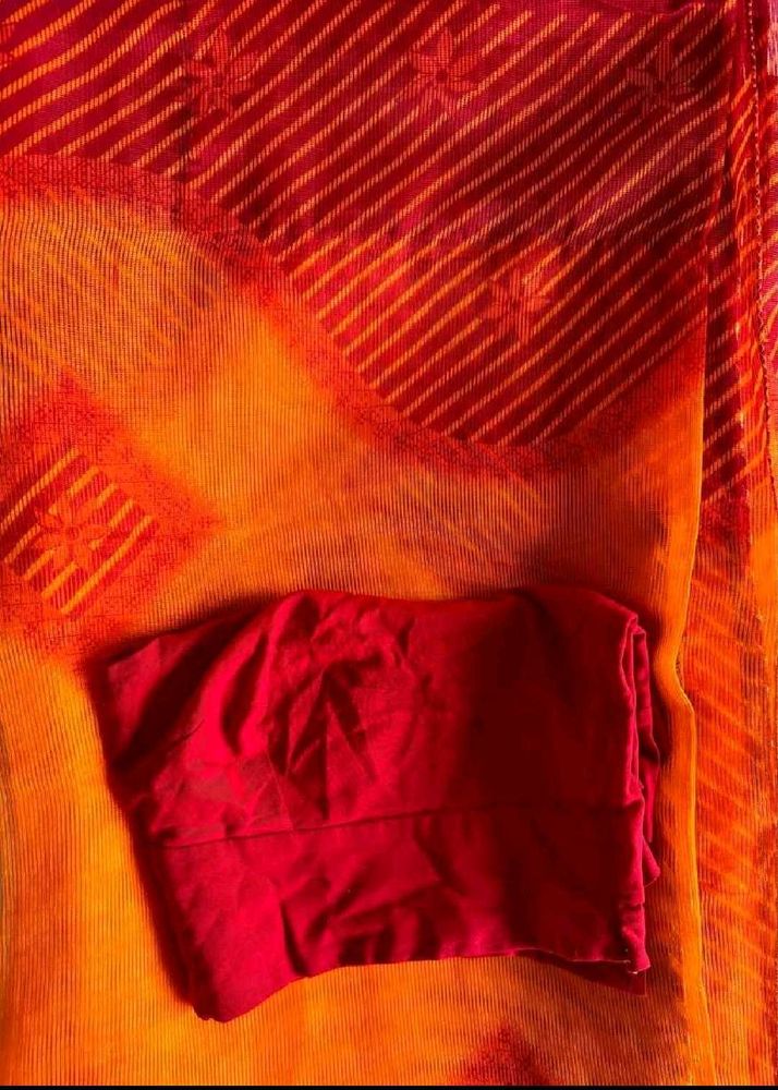 Red &amp; Orange Saree