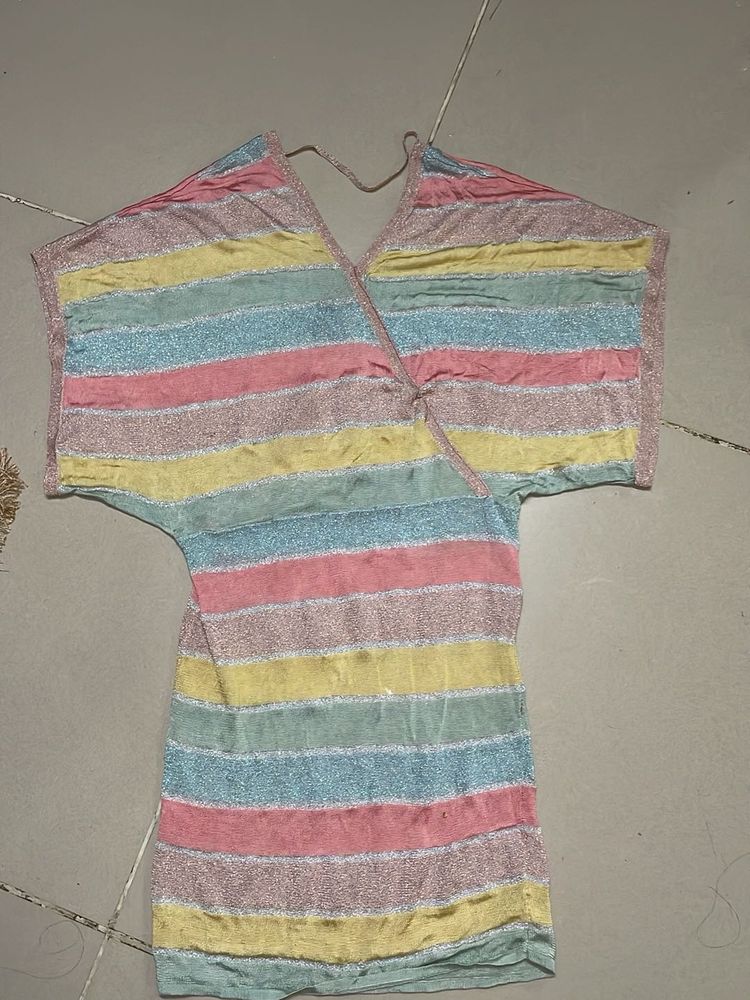 Rainbow Striped Cover-Up Dress