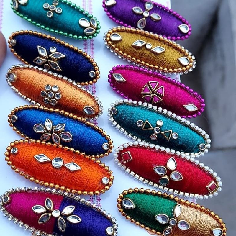 Silk Thread Saree Clips - Handmade &amp; Colorful