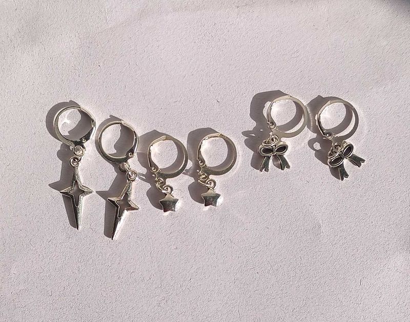 Silver Loop Earrings Combo