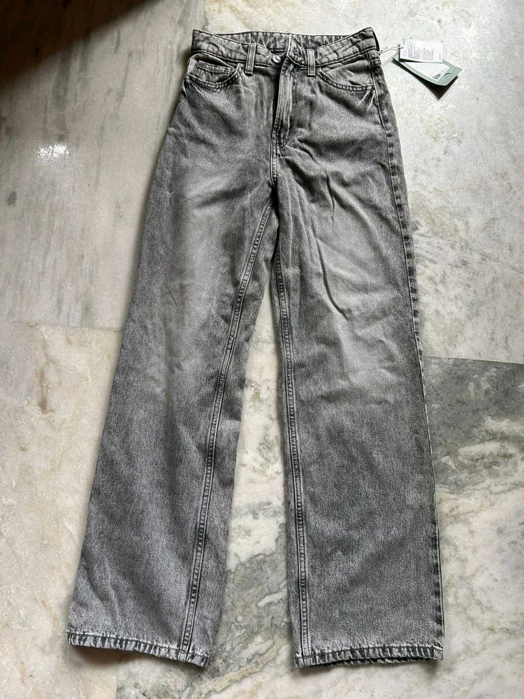 Gray Wide Leg Jeans