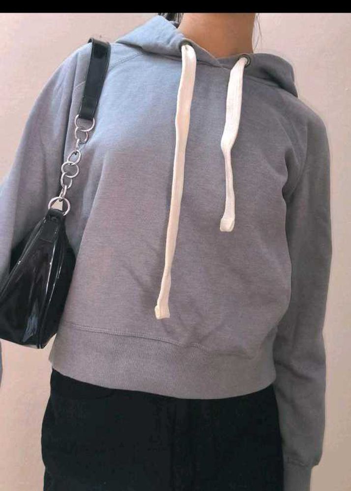 Gray Cropped Hoodie